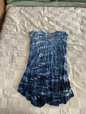 Johnny Was Ladera blue tie-dye sleeveless tunic size XL
